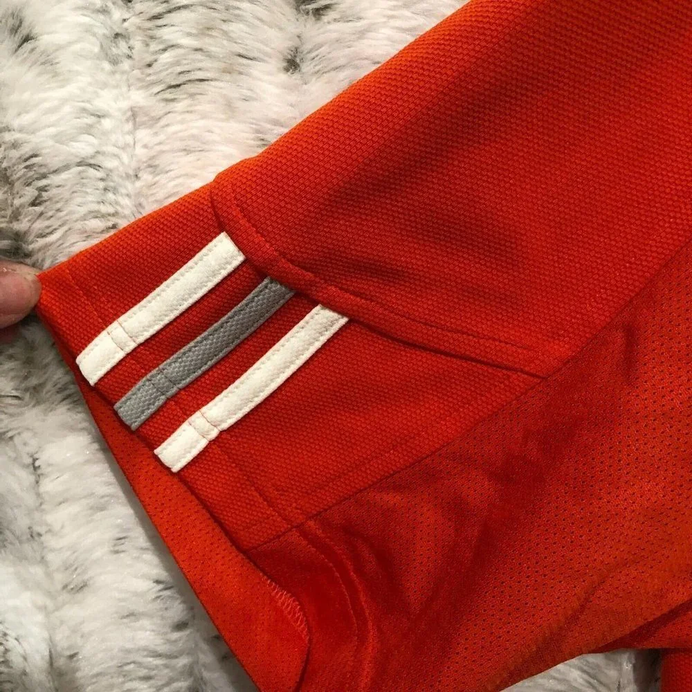 Adidas Men Polo Shirt Climacool 100% Polyester Orange Three Stripes  2XL
